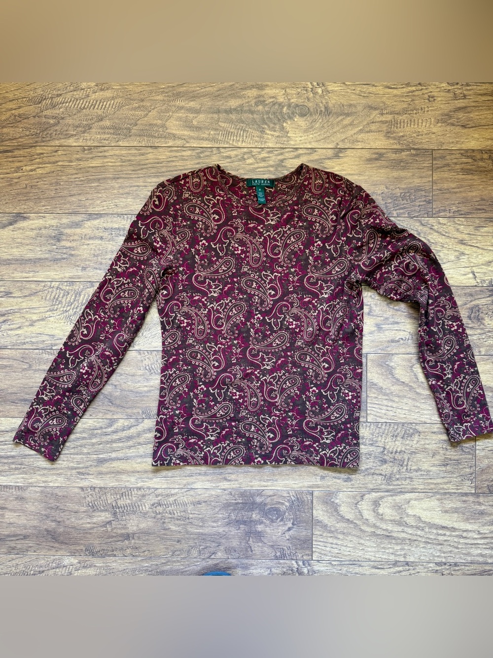 Lauren Ralph Lauren Paisley Cotton Long Sleeve Top Women’s M